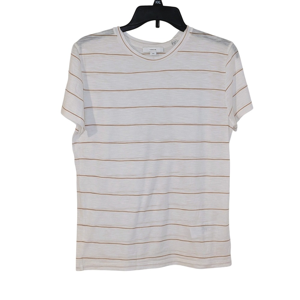 Light Cream Striped Crewneck Tee - Women